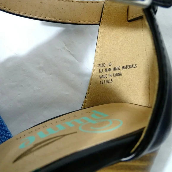 Plume by FarylRobin Sandals Faux Leather Women Size 6 Southwest BOHO Blue Black - Picture 7 of 9